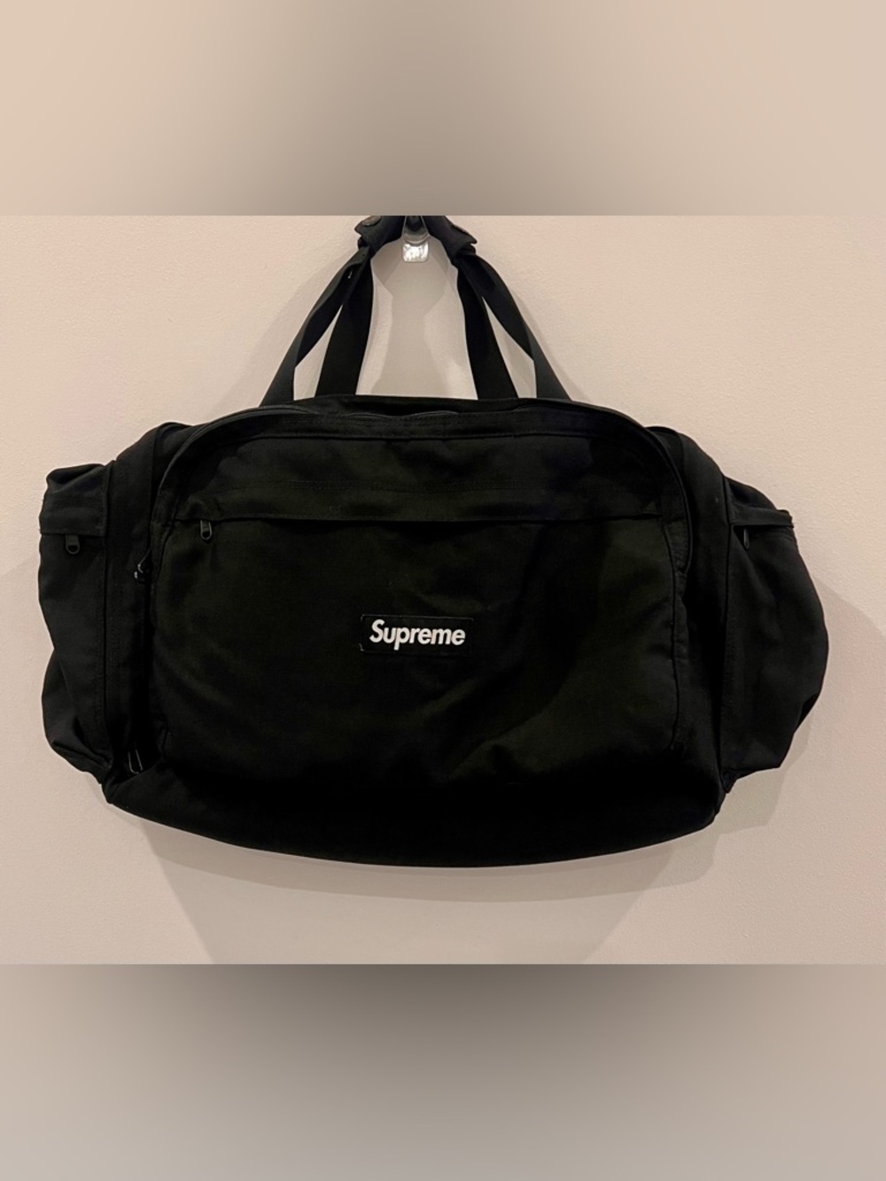 Supreme Black Cordura Duffle Bag w/ Strap & Pouch